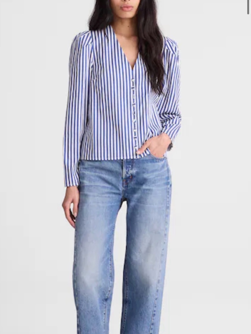 Madewell Blue and White Striped Button-Down Shirt
